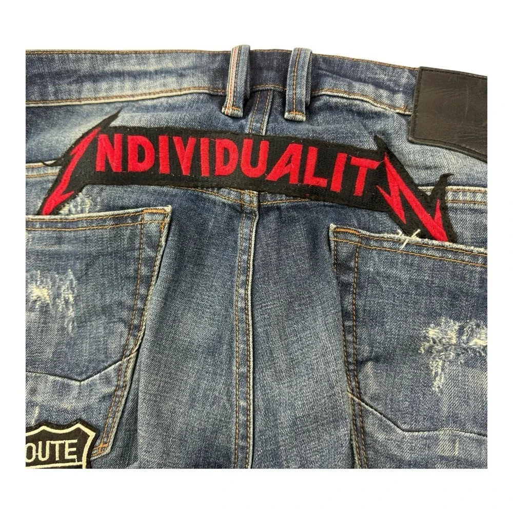 Cult of Individuality Rocker Slim Rare Patch Edition Jeans Blue Men's Size 44x33